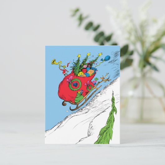 Grinch & Max Runaway Sleigh Briefkaart (Staand voorkant)
