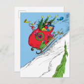 Grinch & Max Runaway Sleigh Feestdagenkaart (Voorkant / Achterkant)