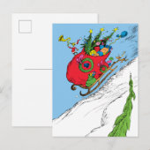 Grinch & Max Weglopende slee Feestdagenkaart (Voorkant / Achterkant)