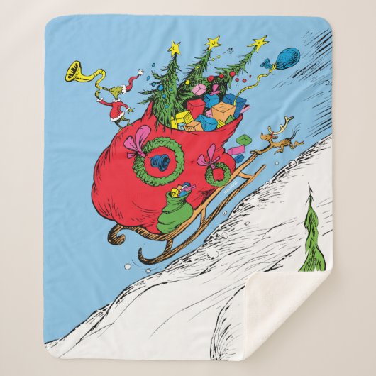 Grinch & Max Weglopende slee Sherpa Deken (Voorkant)