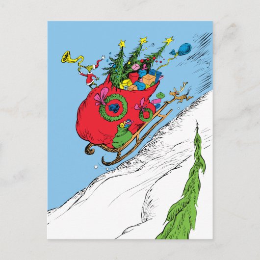 Grinch & Max Wegvliegende slee Briefkaart (Voorkant)