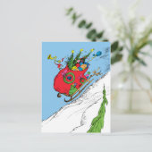 Grinch & Max Wegvliegende slee Briefkaart (Staand voorkant)
