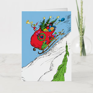 Grinch & Max Wegvliegende slee Folie Wenskaart