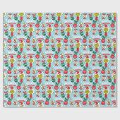 Grinch Merry Grinchmas Blauw patroon Cadeaupapier (Vlak)