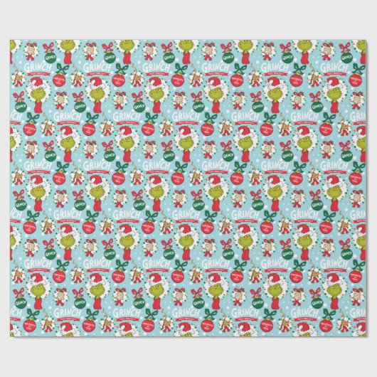 Grinch Merry Grinchmas Blauw patroon Cadeaupapier (Vlak)