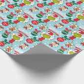 Grinch Merry Grinchmas Blauw patroon Cadeaupapier (Hoek)