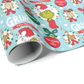 Grinch Merry Grinchmas Blauw patroon Cadeaupapier (Rol Hoek)