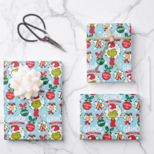 Grinch Merry Grinchmas Blauw patroon Inpakpapier Vel