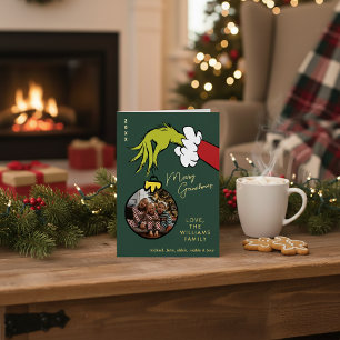 Grinch Merry Grinchmas Familie Foto Kerstmis Folie Feestdagenkaart