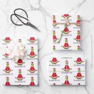 Grinch Namaste Kerstman Inpakpapier Vel