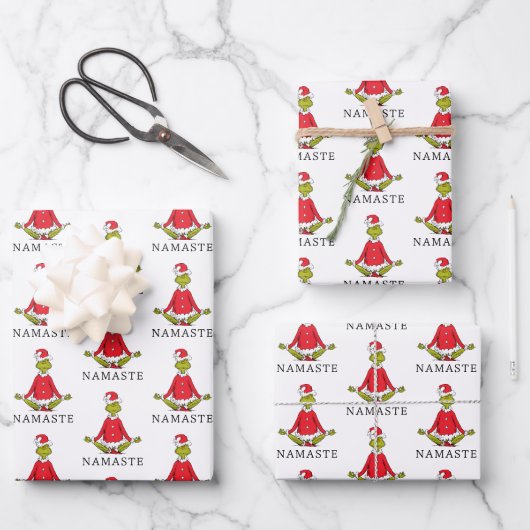 Grinch | Namaste Kerstman Inpakpapier Vel (Voorkant)