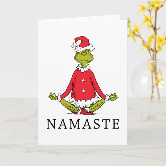 Grinch | Namaste Kerstman Kaart (Gele Bloem)
