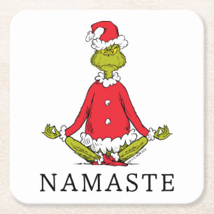Grinch Namaste Kerstman Kartonnen Onderzetters