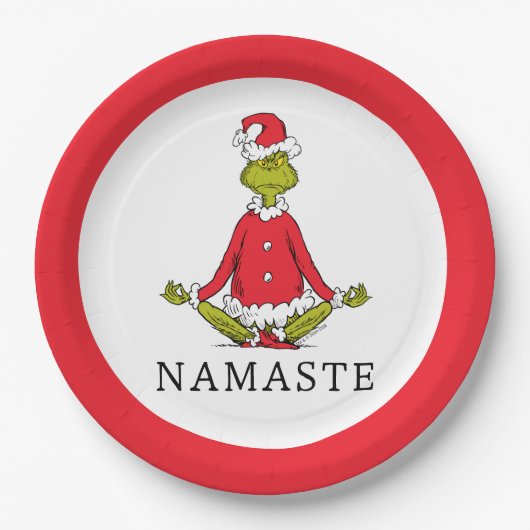 Grinch | Namaste Kerstman Papieren Bordje (Voorkant)