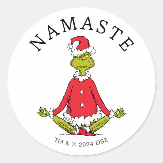 Grinch | Namaste Kerstman Ronde Sticker (Voorkant)