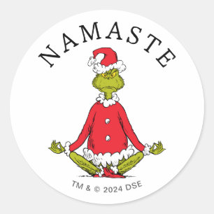 Grinch Namaste Kerstman Ronde Sticker