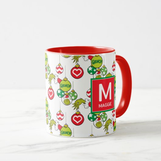 Grinch-Ornament | Jouw naam en Initiaal toevoegen Mok (Voorkant rechts)