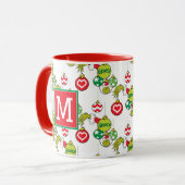 Grinch Ornament Patroon | Voeg uw Monogram toe Mok (Voorkant links)