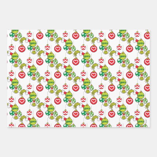 Grinch Ornament Pattern Inpakpapier Vel (Voorkant 3)