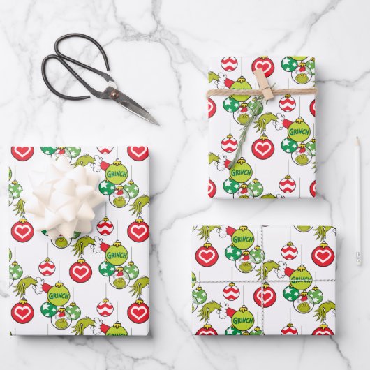 Grinch Ornament Pattern Inpakpapier Vel (Voorkant)
