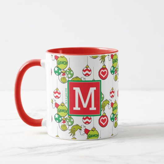 Grinch Ornament Pattern | Uw monogram toevoegen Mok (Links)