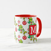 Grinch Ornament Pattern | Uw monogram toevoegen Mok (Voorkant rechts)