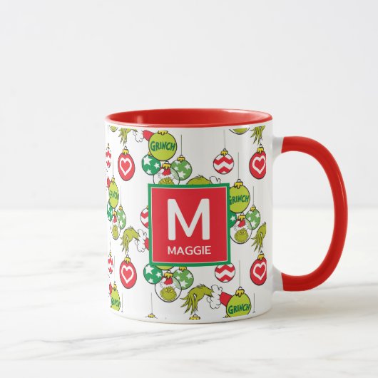Grinch Ornament | Voeg je naam & initiaal toe Mok (Rechts)