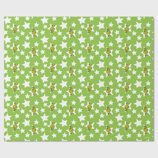 Grinch Peeking Star Pattern Cadeaupapier (Vlak)