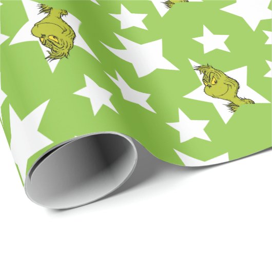 Grinch Peeking Star Pattern Cadeaupapier (Rol Hoek)