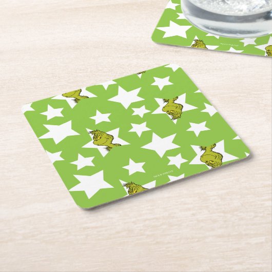 Grinch Peeking Star Pattern Kartonnen Onderzetters (Schuin)