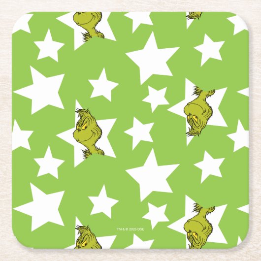 Grinch Peeking Star Pattern Kartonnen Onderzetters (Voorkant)