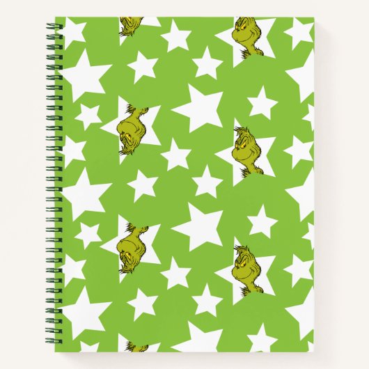 Grinch Peeking Star Pattern Notitieboek (Voorkant)