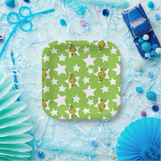 Grinch Peeking Star Pattern Papieren Bordje (Feest)