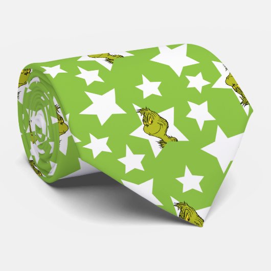 Grinch Peeking Star Pattern Stropdas (Opgerold)