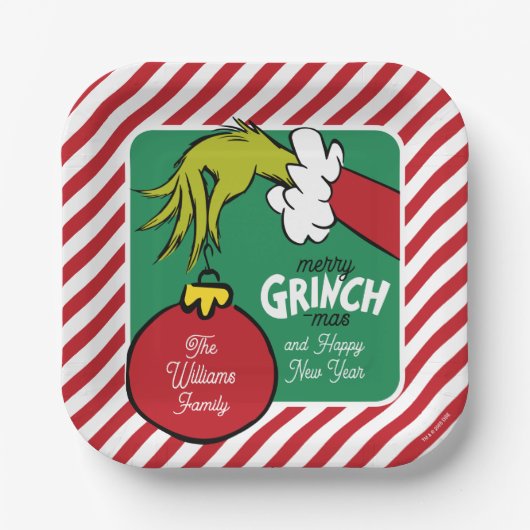 Grinch | Persoonlijke kerstbal Papieren Bordje (Voorkant)