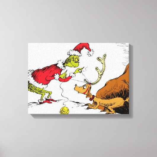Grinch prepareert Max de rendier Canvas Afdruk (Voorkant)