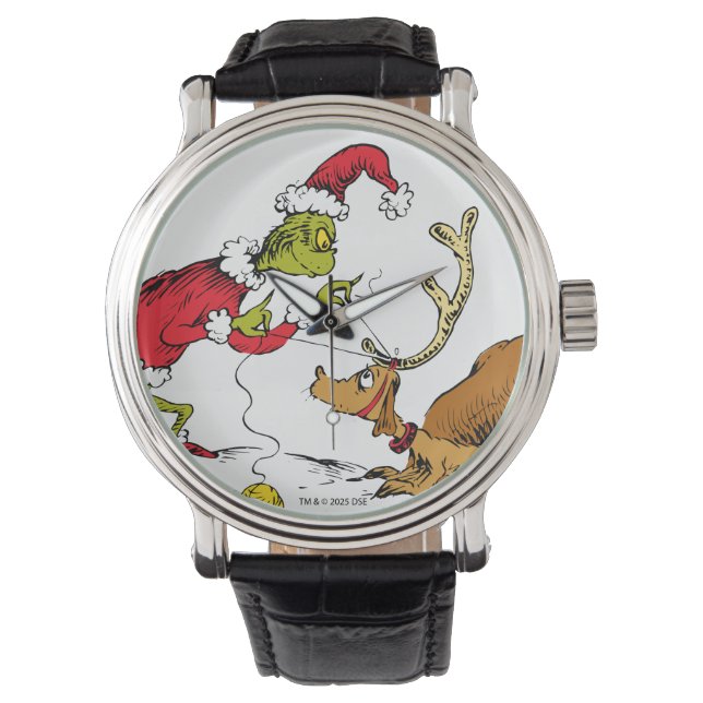 Grinch prepareert Max de rendier Horloge (Voorkant)