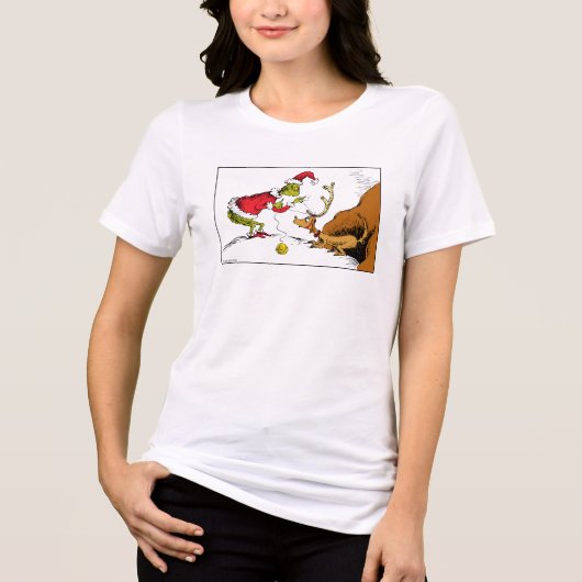 Grinch prepareert Max de rendier Tri-Blend Shirt (Voorkant)