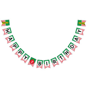 Grinch Rode en Groene Sneeuwvlok Verjaardag Vlaggetjes