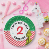 Grinch Rood en Groen Sneeuwvlok Verjaardag Papieren Bordje (Feest)