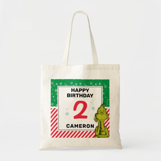 Grinch Rood en Groen Sneeuwvlok Verjaardag Tote Bag (Voorkant)