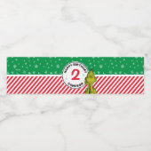 Grinch Rood en Groen Sneeuwvlok Verjaardag Waterfles Etiket (Enkel label)