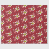Grinch rood sneeuwvlokpatroon cadeaupapier (Vlak)