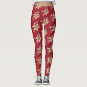 Grinch rood sneeuwvlokpatroon leggings (Voorkant)
