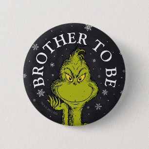 Grinch Schoolbord Baby Shower   Broer Wordt Het Ronde Button 5,7 Cm