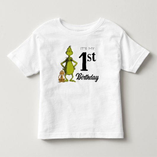 Grinch Schoolbord Eerste Verjaardag Kinder Shirts (Voorkant)