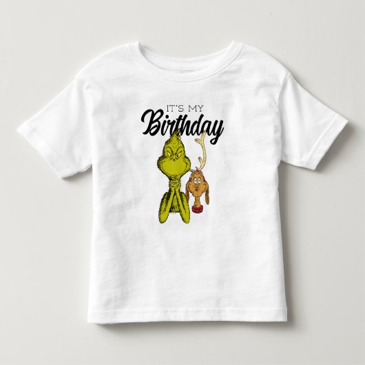 Grinch Schoolbord Het is mijn verjaardag Kinder Shirts (Voorkant)