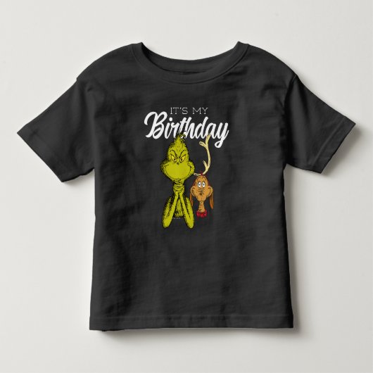 Grinch Schoolbord Het is mijn verjaardag Kinder Shirts (Voorkant)