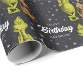 Grinch Schoolbord Verjaardag Cadeaupapier (Rol Hoek)