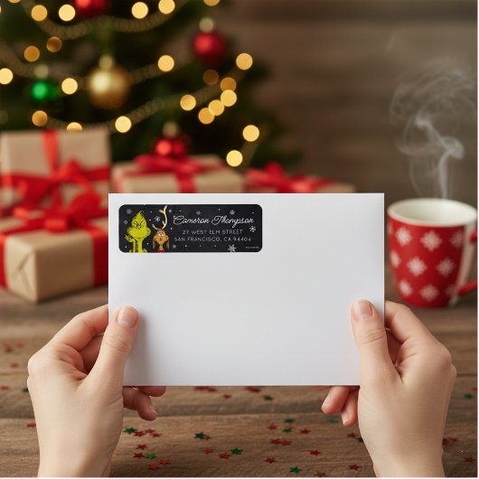 Grinch Schoolbord Verjaardag Etiket